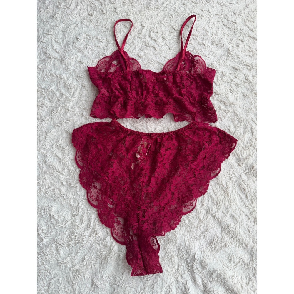 Victoria's Secret Gold Label 90s Vintage Lace‎ Lingerie Set Pink Magenta Small P - Picture 12 of 14